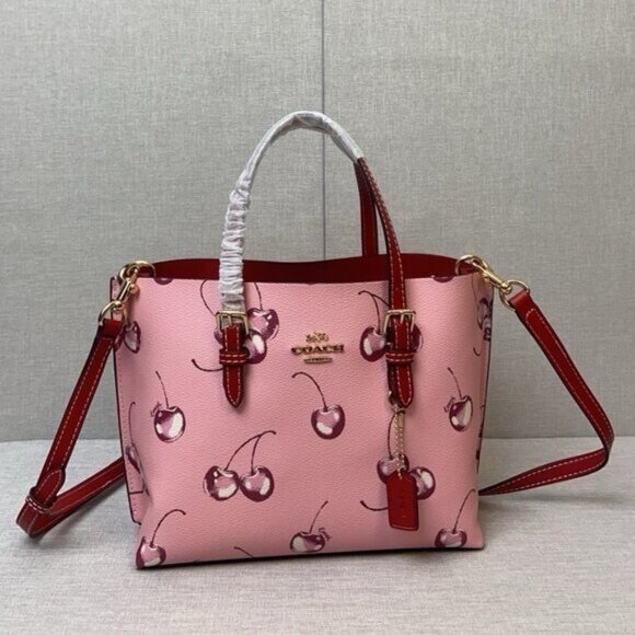 Coach Mollie Tote Bag 25 With Cherry Print - Picture 1 of 7